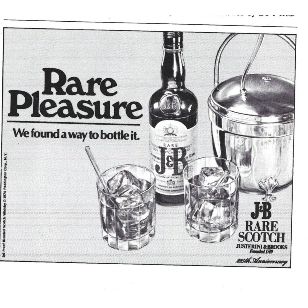 JB Rare Scotch Whisky 25th Anniversary 1970s Vintage Print Ad 9 inch